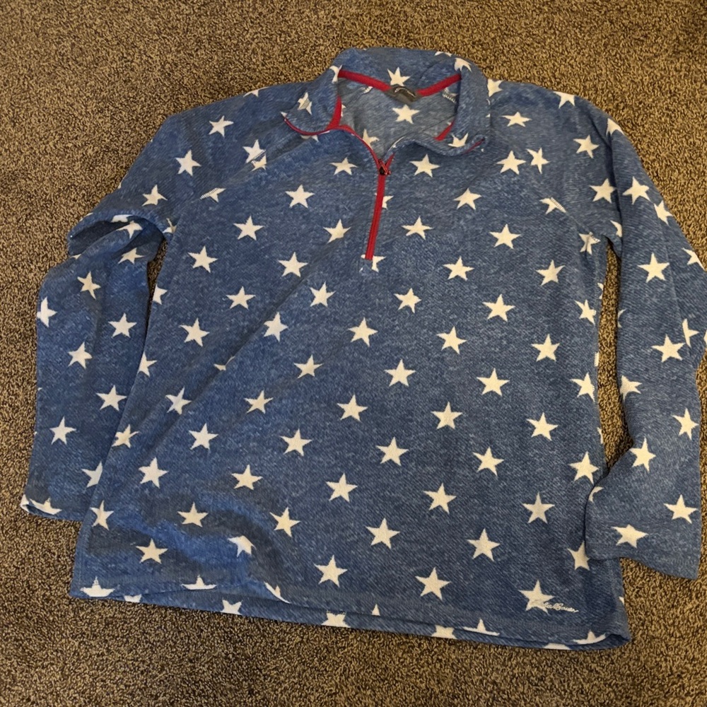 Eddie Bauer Blue Star Pattern pullover Womens TXL